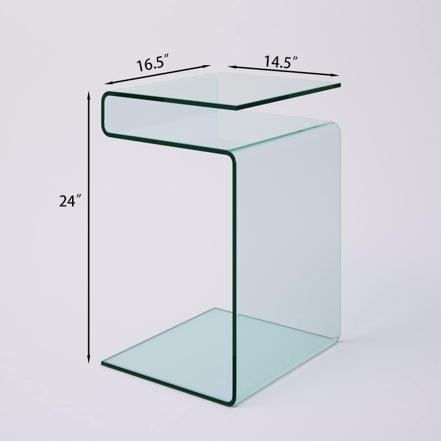 Clear S‑Shaped Glass Side Table