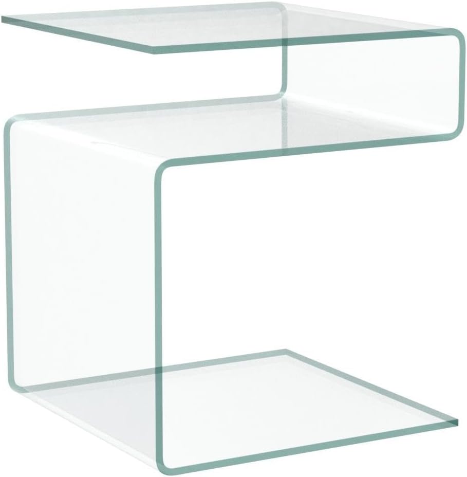 Clear S‑Shaped Glass Side Table