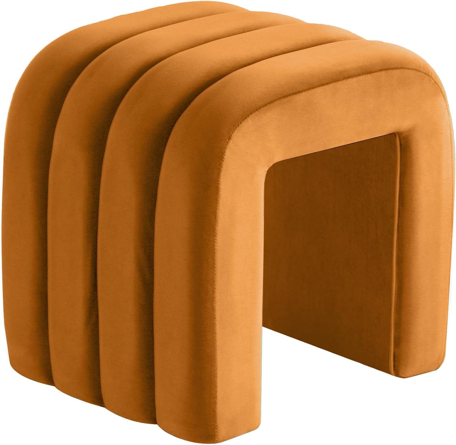 Orange Arch Velvet Ottoman Stool