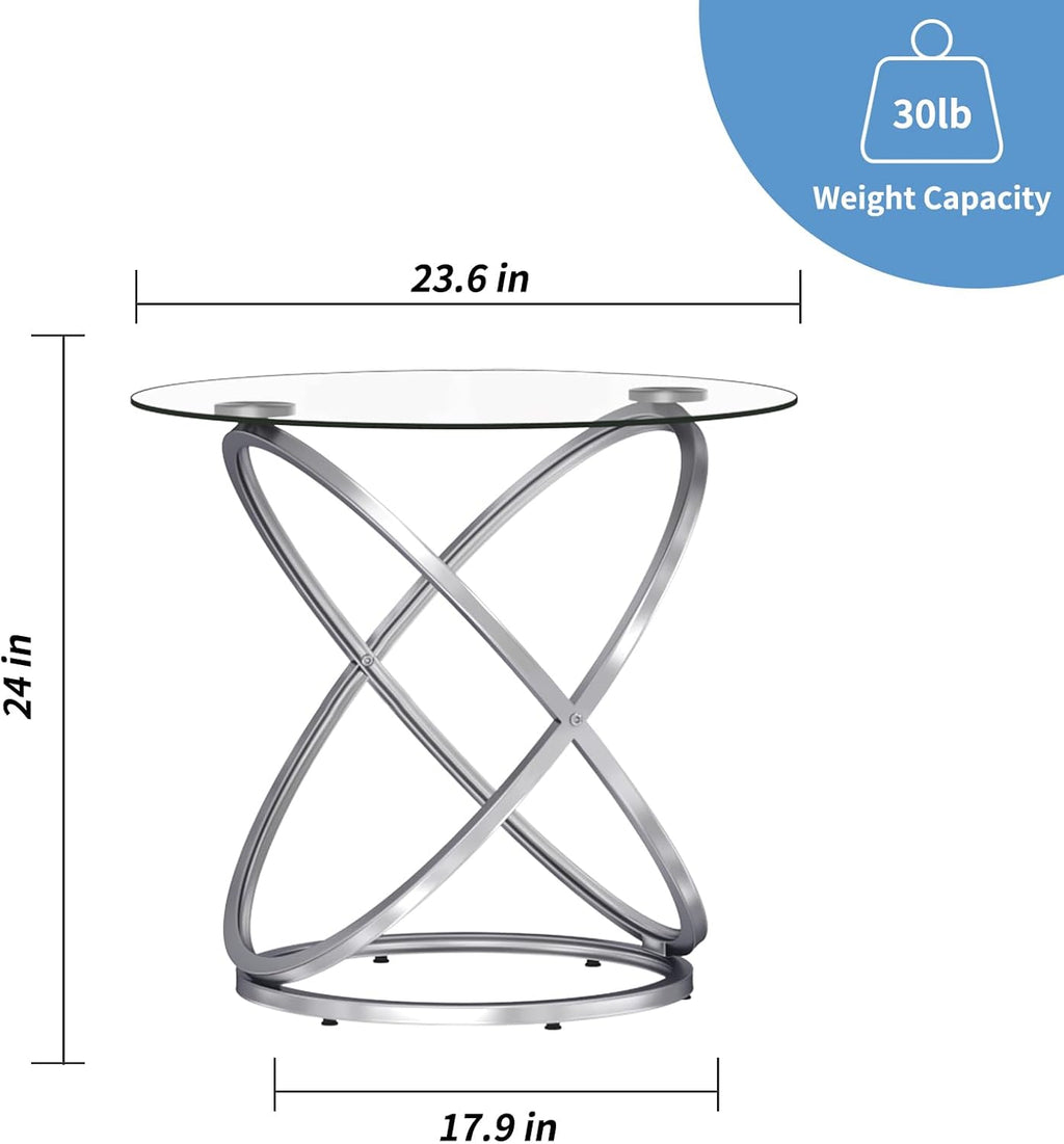 Chrome Round Glass End Table