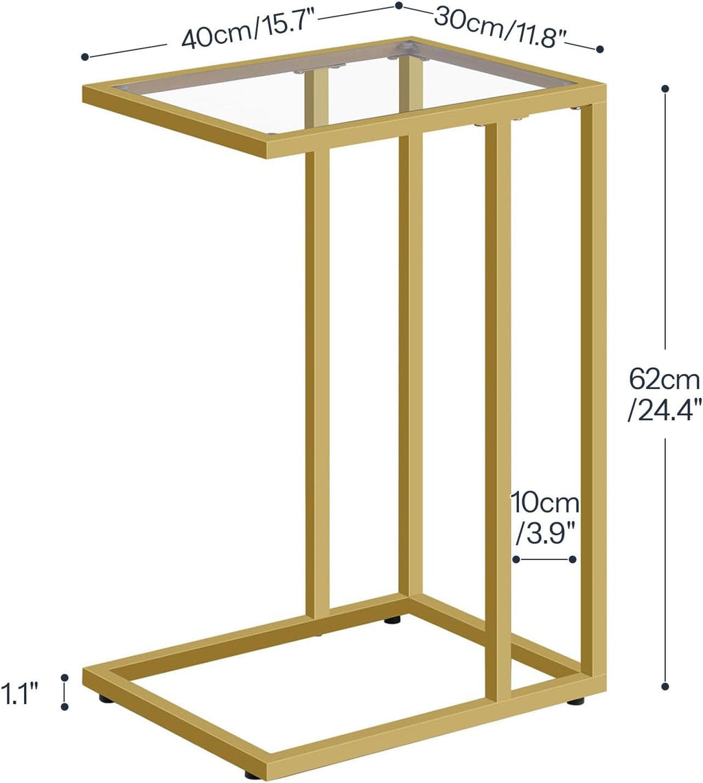 2‑Pack Glass C‑Shaped Side Tables