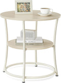 21.7" Beige 2‑Tier Round Side Table