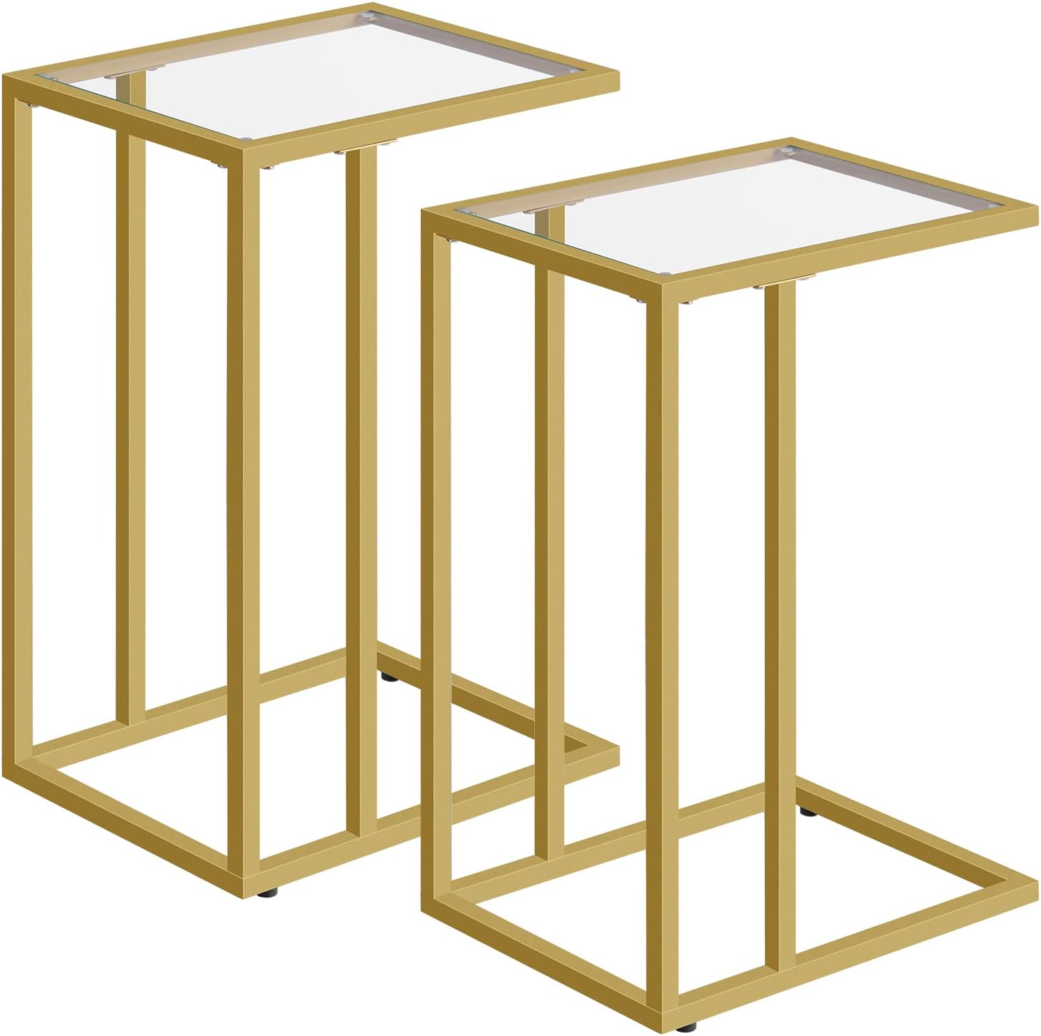 2‑Pack Glass C‑Shaped Side Tables