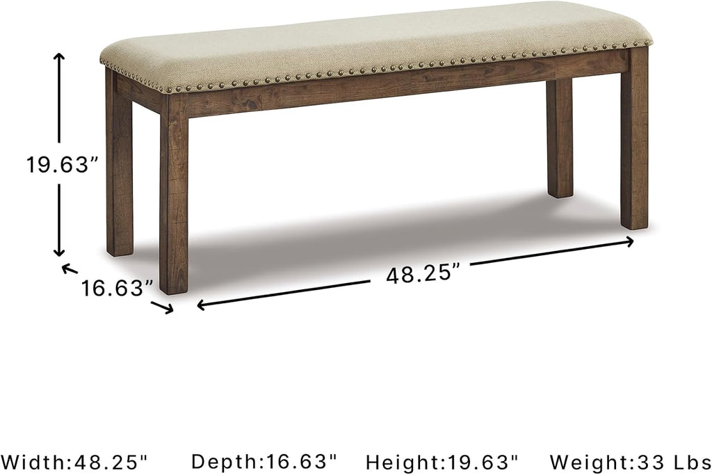 Beige Wood Dining Bench