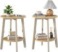 2‑Pack Natural 2‑Tier Round Side Tables