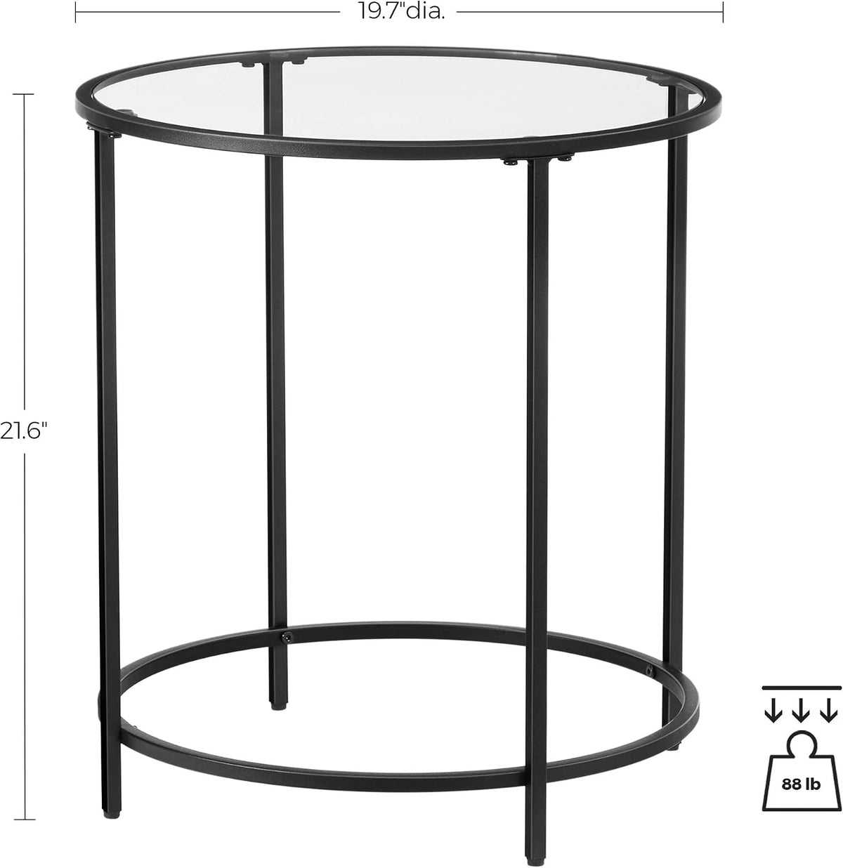 Black Glass Round Side Table