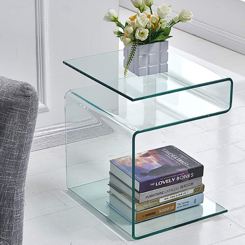 Clear S‑Shaped Glass Side Table