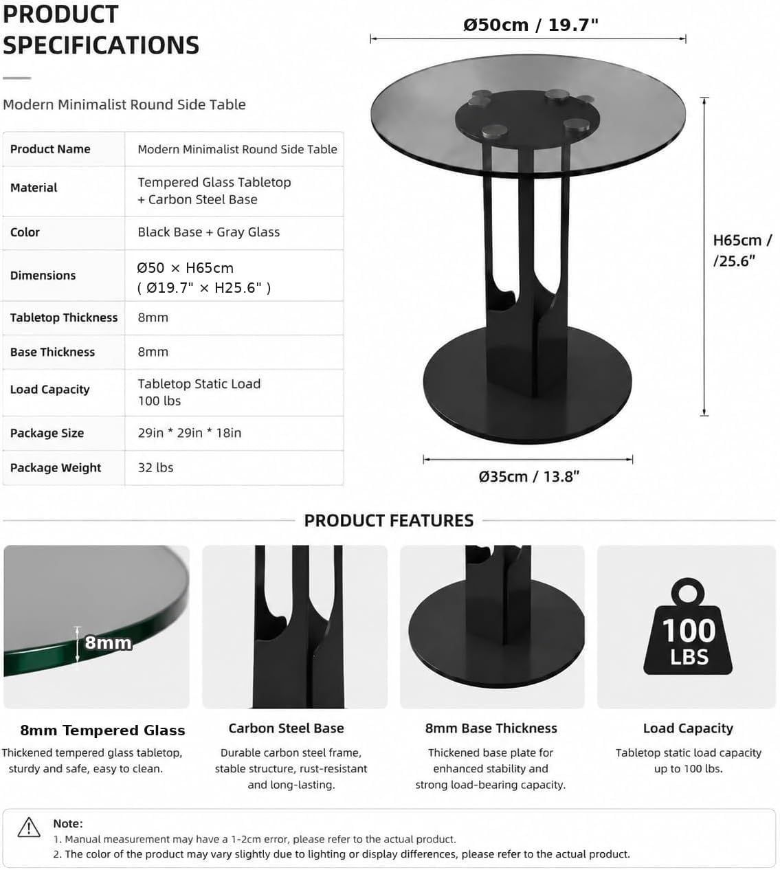 Modern Round Glass Side Table