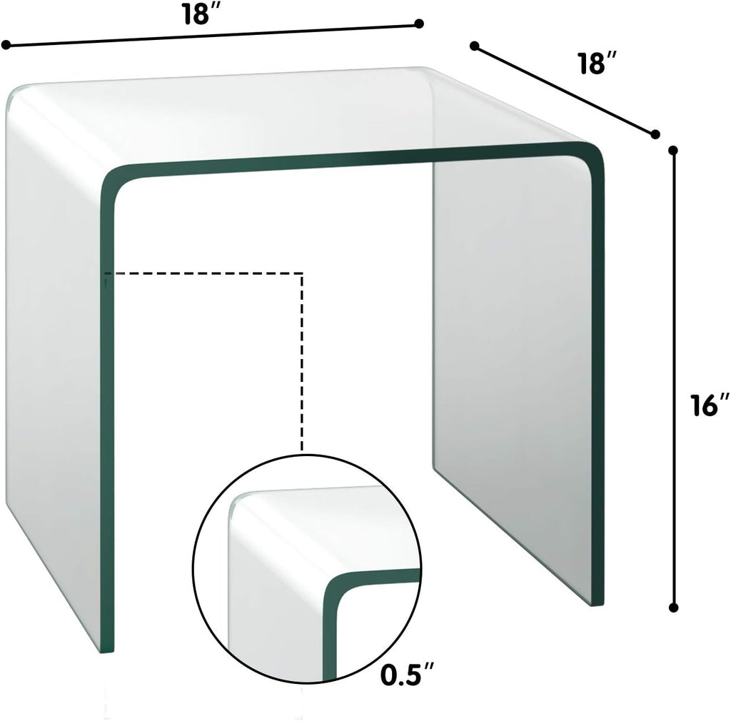 Clear Waterfall Glass End Table
