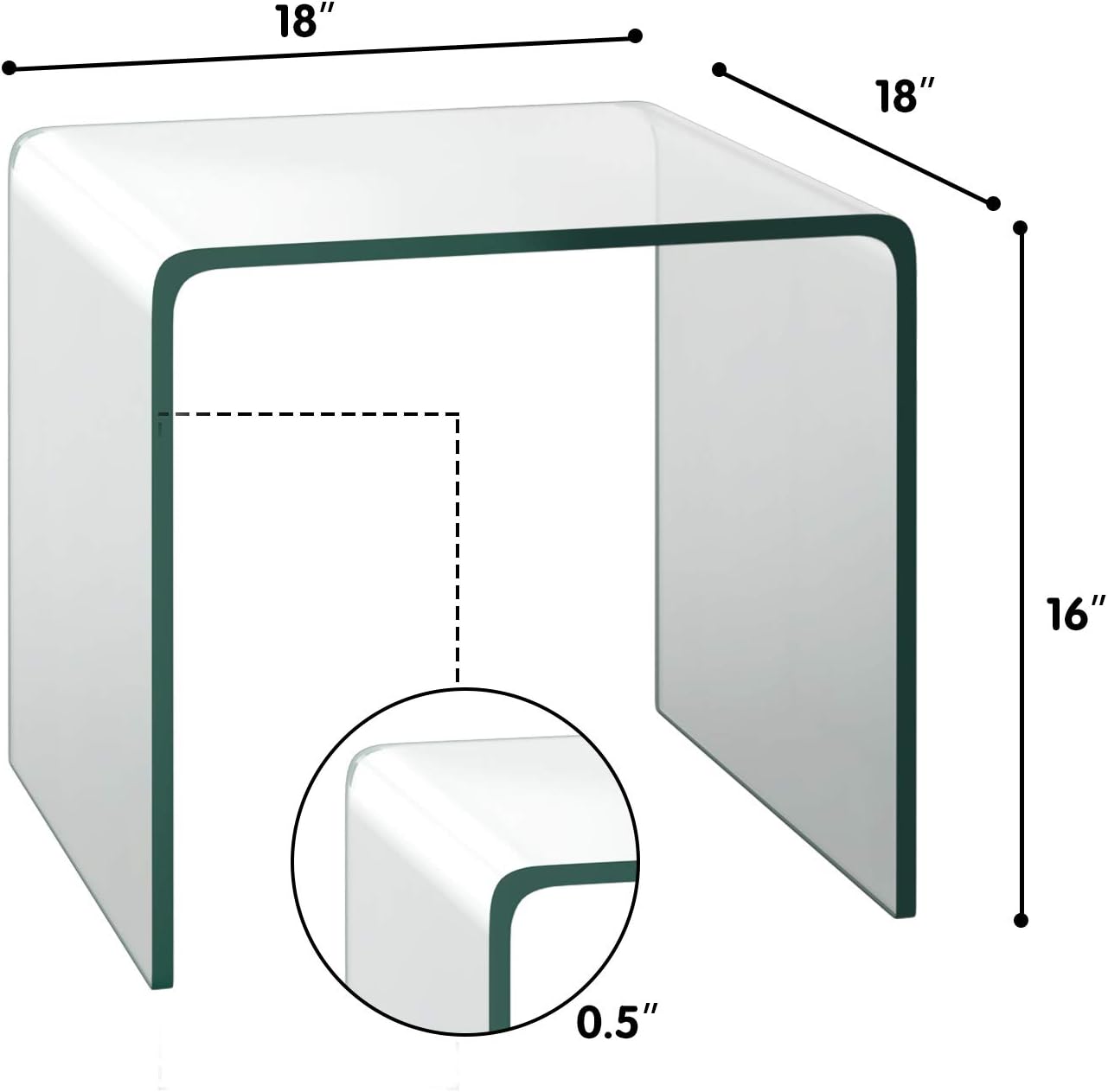 Clear Waterfall Glass End Table