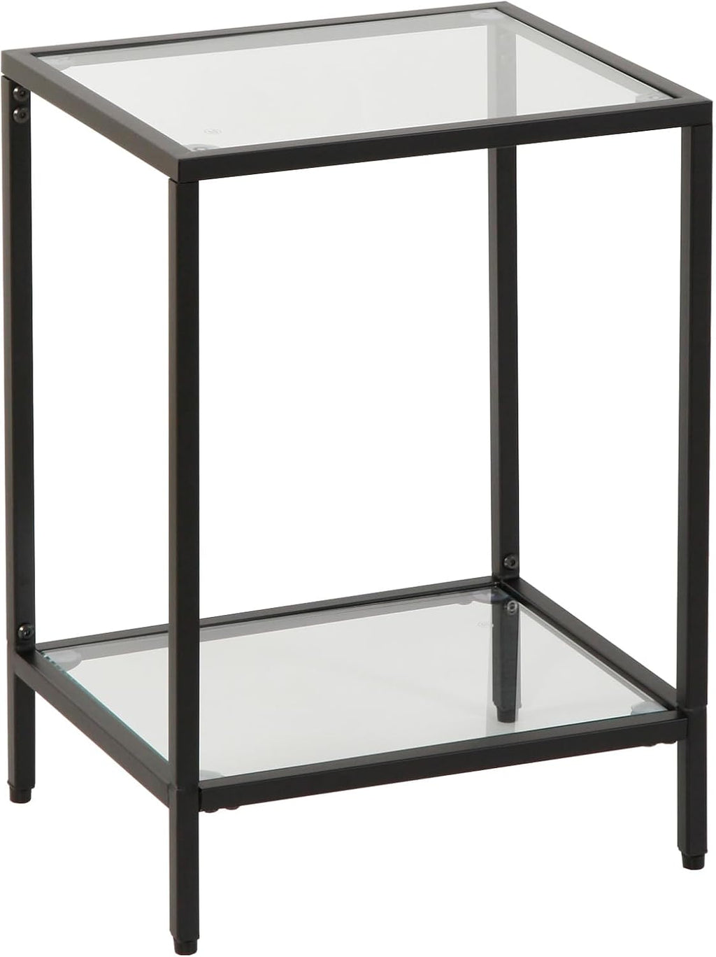 Black 2‑Tier Glass End Table