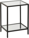 Black 2‑Tier Glass End Table