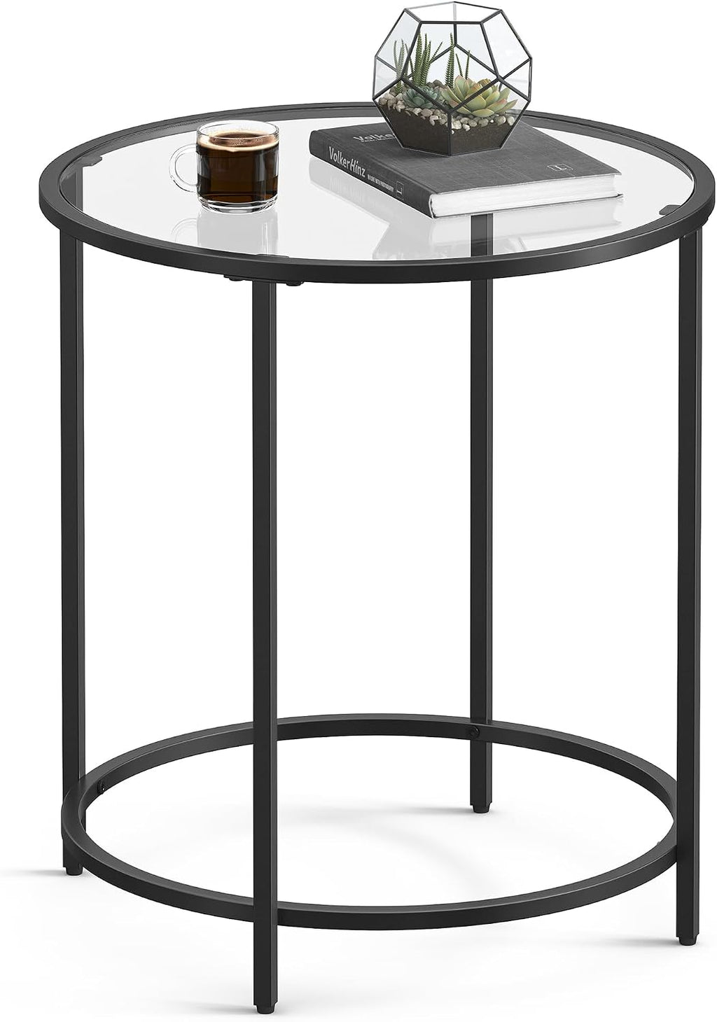 Black Glass Round Side Table