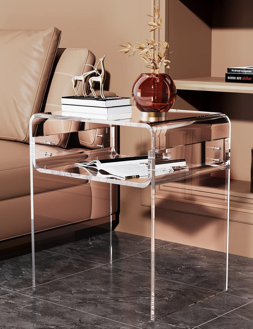 Clear 2‑Tier Acrylic End Table