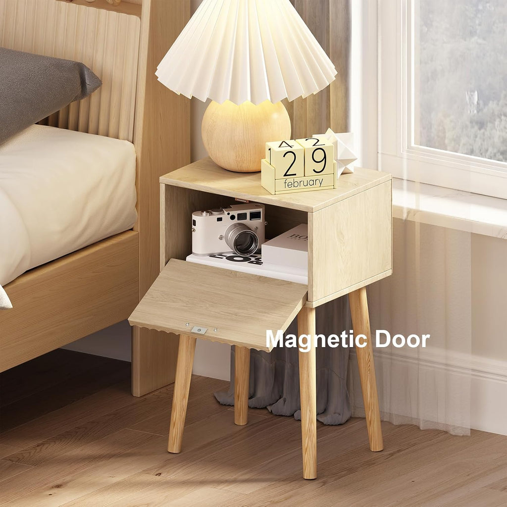 2‑Pack Fluted Door Nightstands Natural