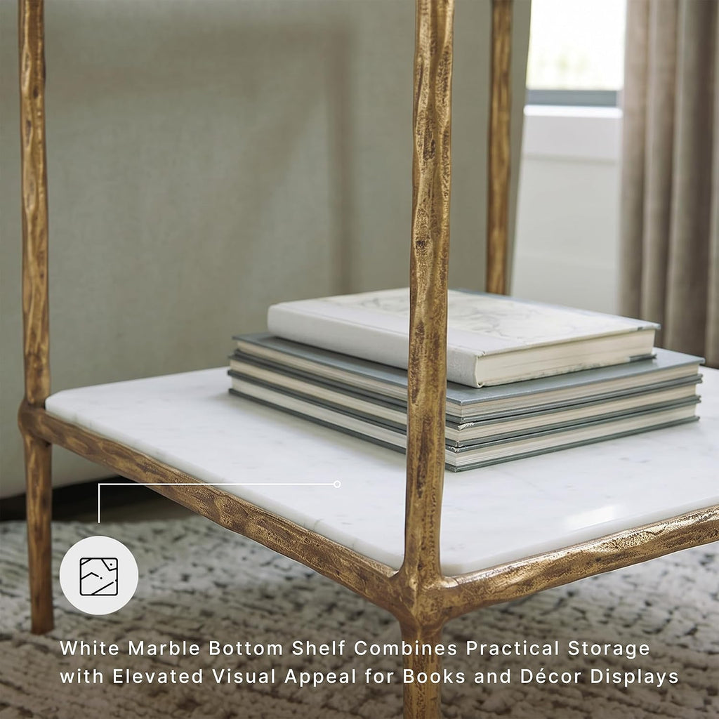 Brass Glass Marble End Table