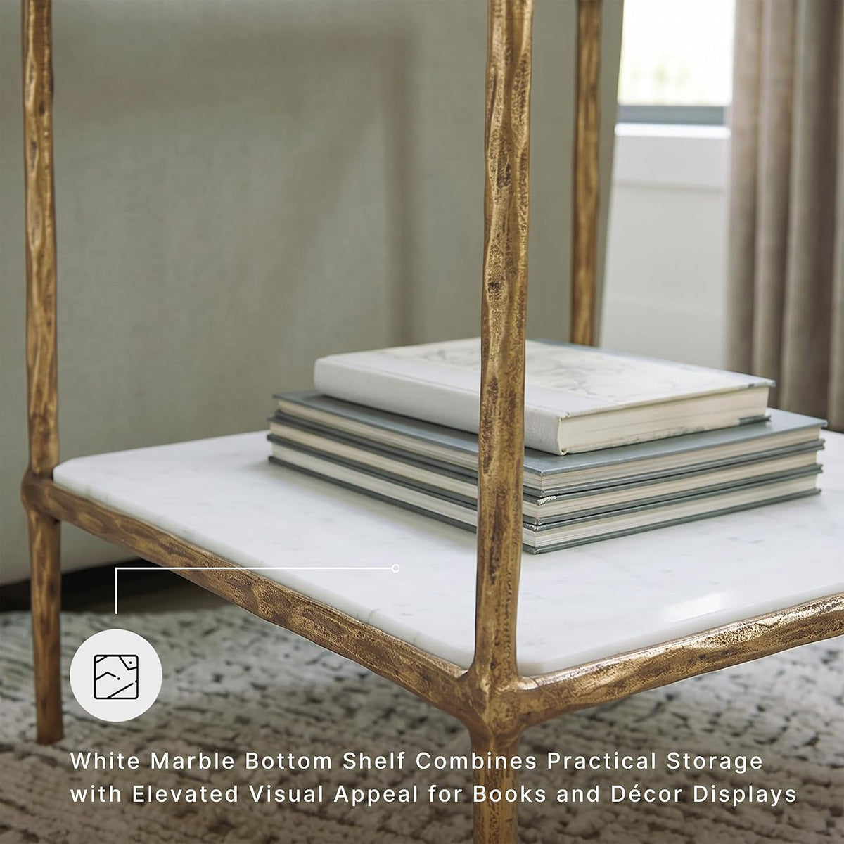 Brass Glass Marble End Table