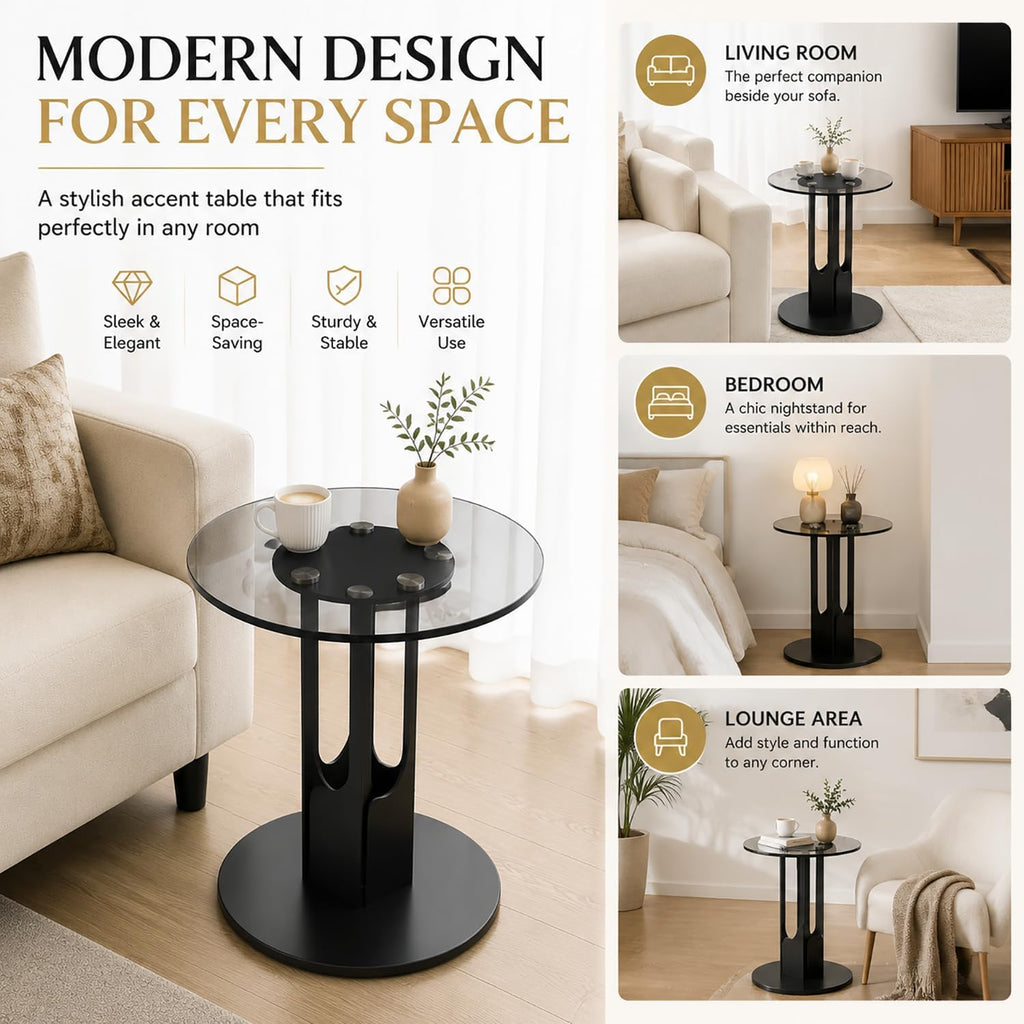 Modern Round Glass Side Table