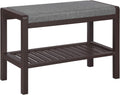 Gray Brown Shoe Rack Bench With Cushion