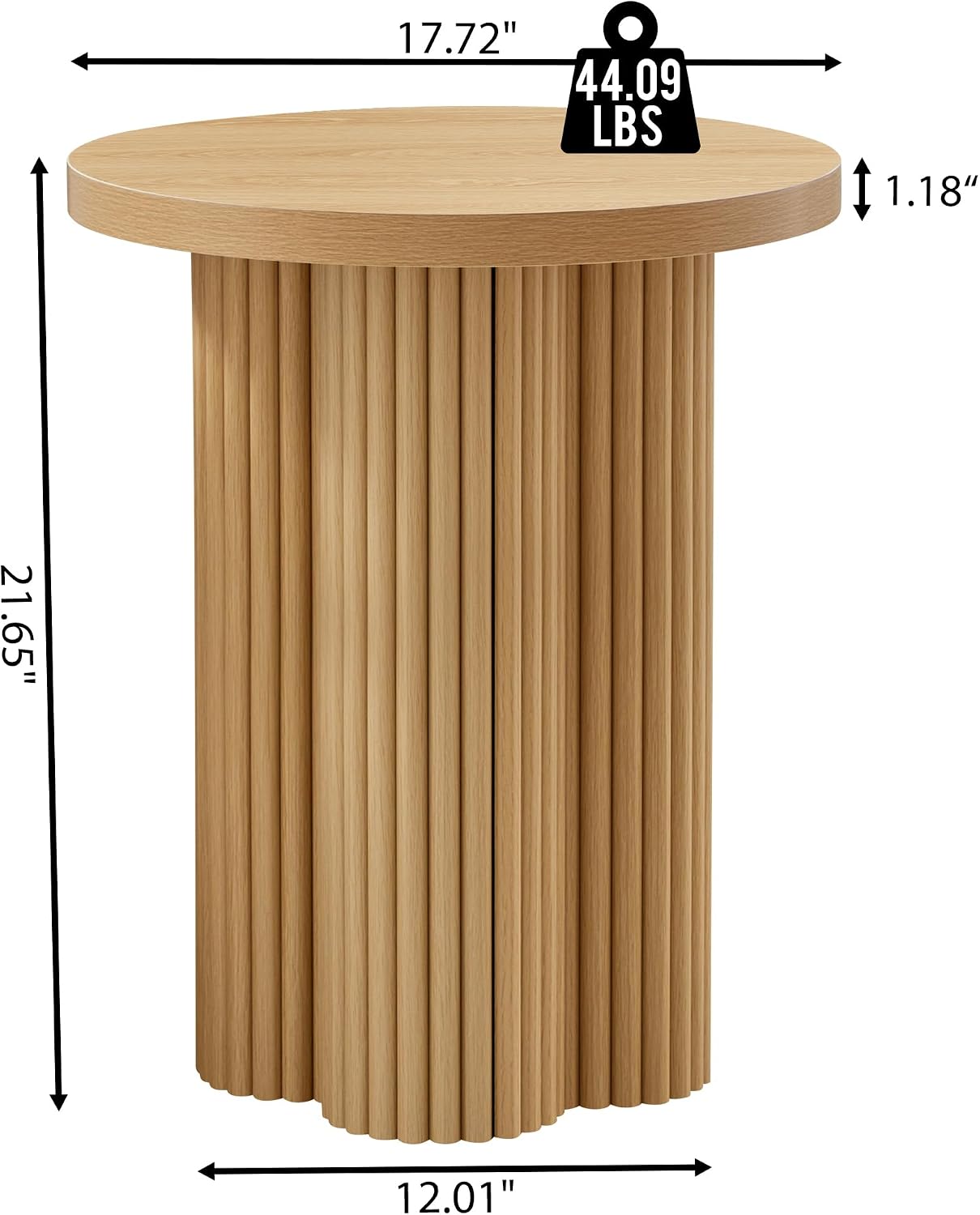 2‑Pack Natural Fluted Round Pedestal Side Tables