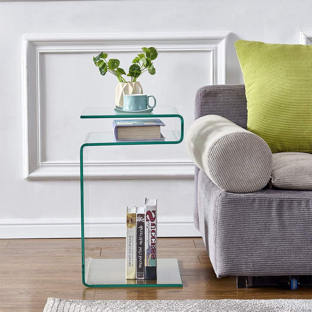 Clear S‑Shaped Glass Side Table
