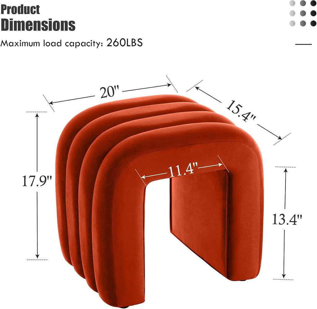 Rust Arch Velvet Vanity Ottoman Stool