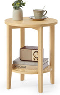 2‑Tier Rattan Look Round Side Table