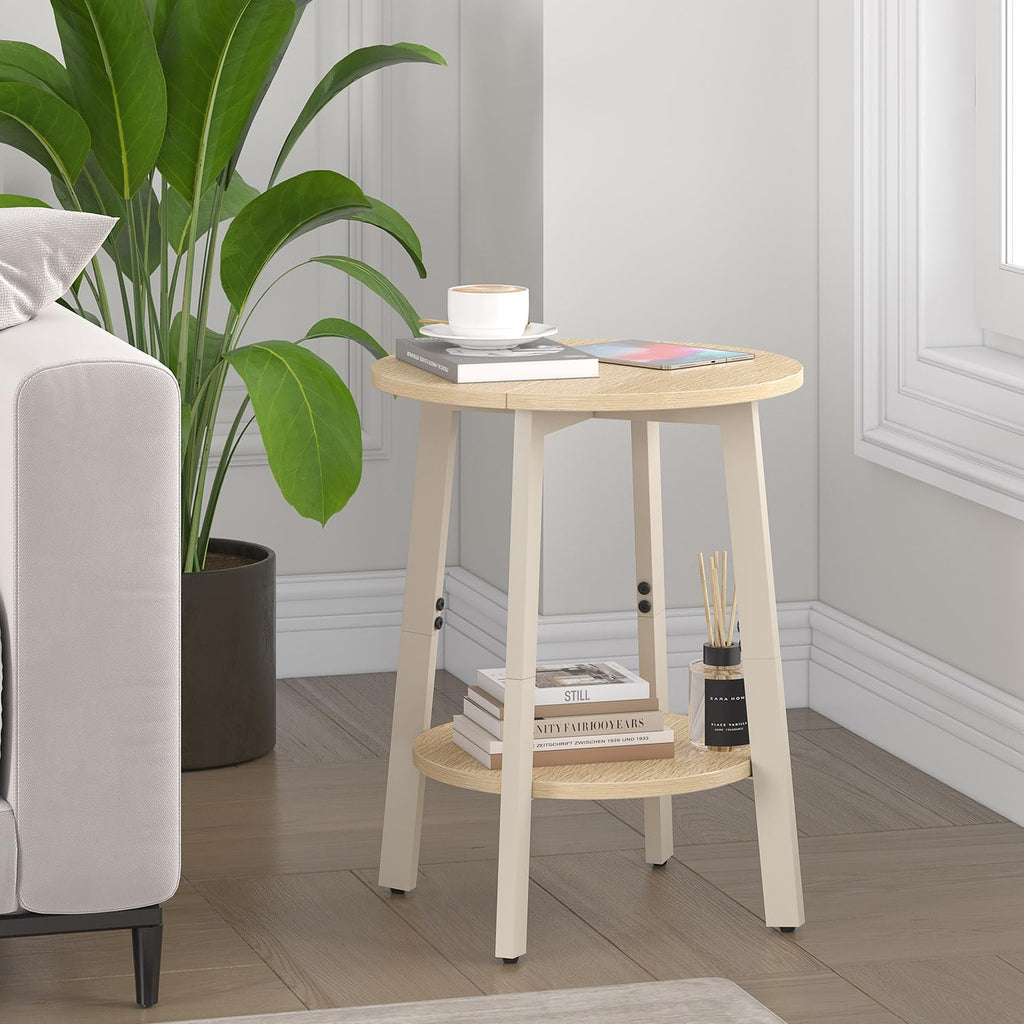2‑Pack Natural 2‑Tier Round Side Tables