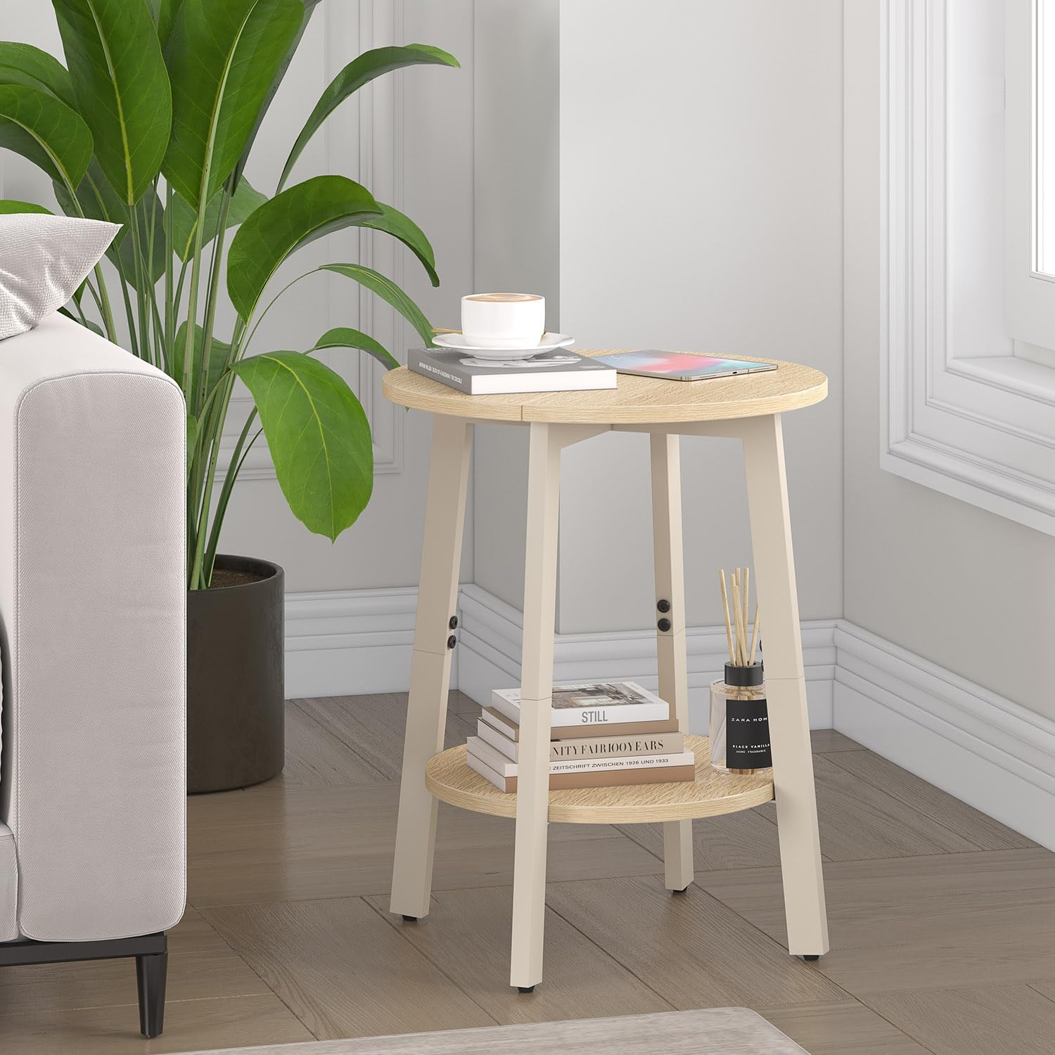 2‑Pack Natural 2‑Tier Round Side Tables