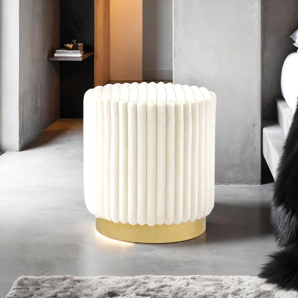 Of America Vail Beige Channel Tufted Vanity Stool