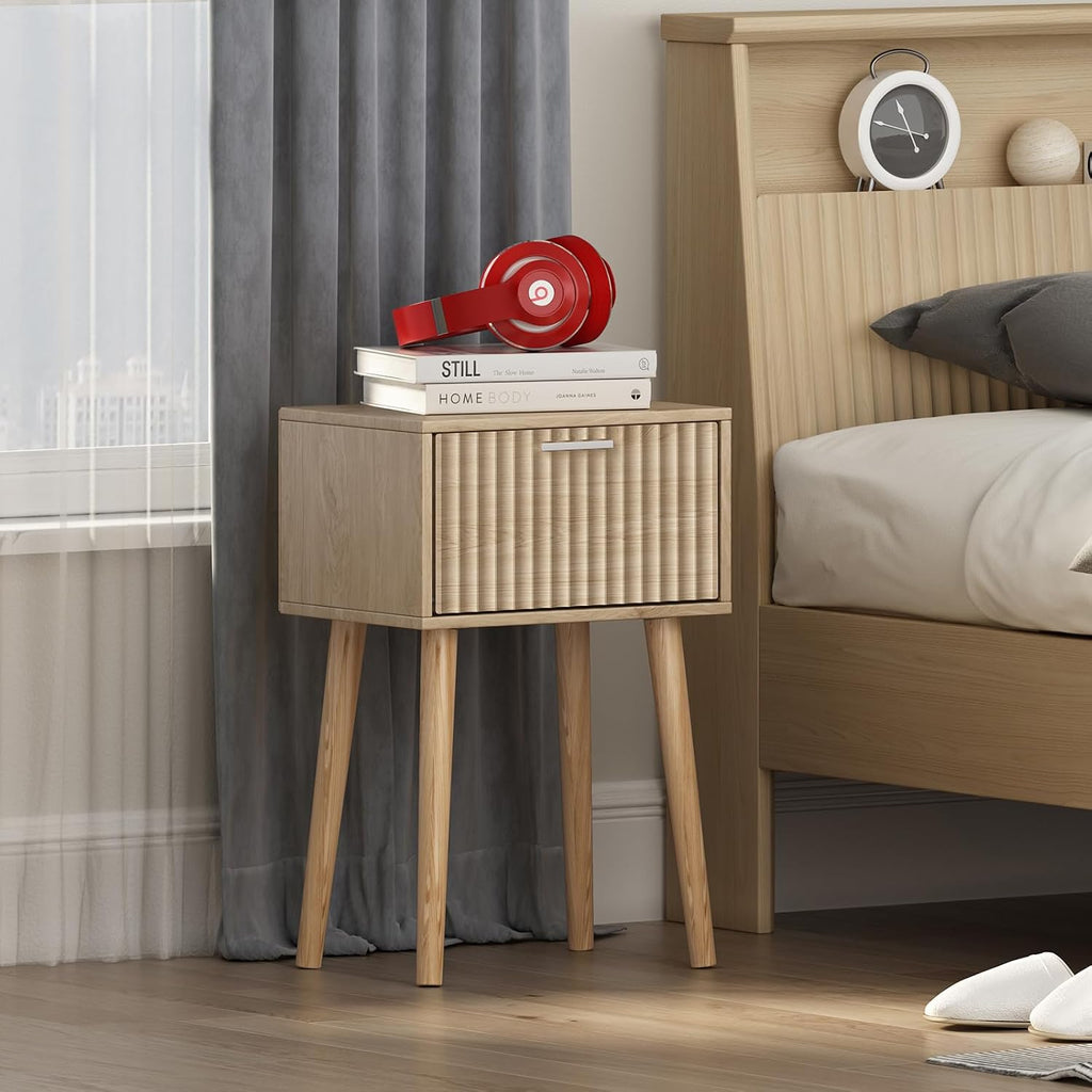 2‑Pack Fluted Door Nightstands Natural