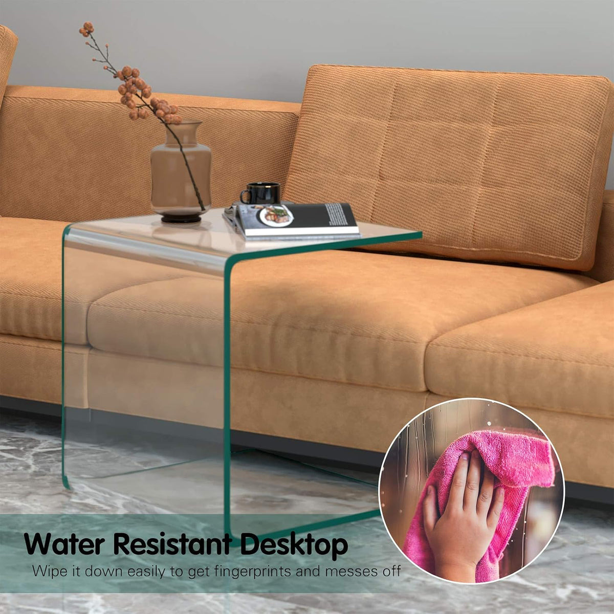 Clear Waterfall Glass End Table