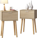 2‑Pack Fluted Door Nightstands Natural