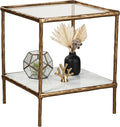 Brass Glass Marble End Table
