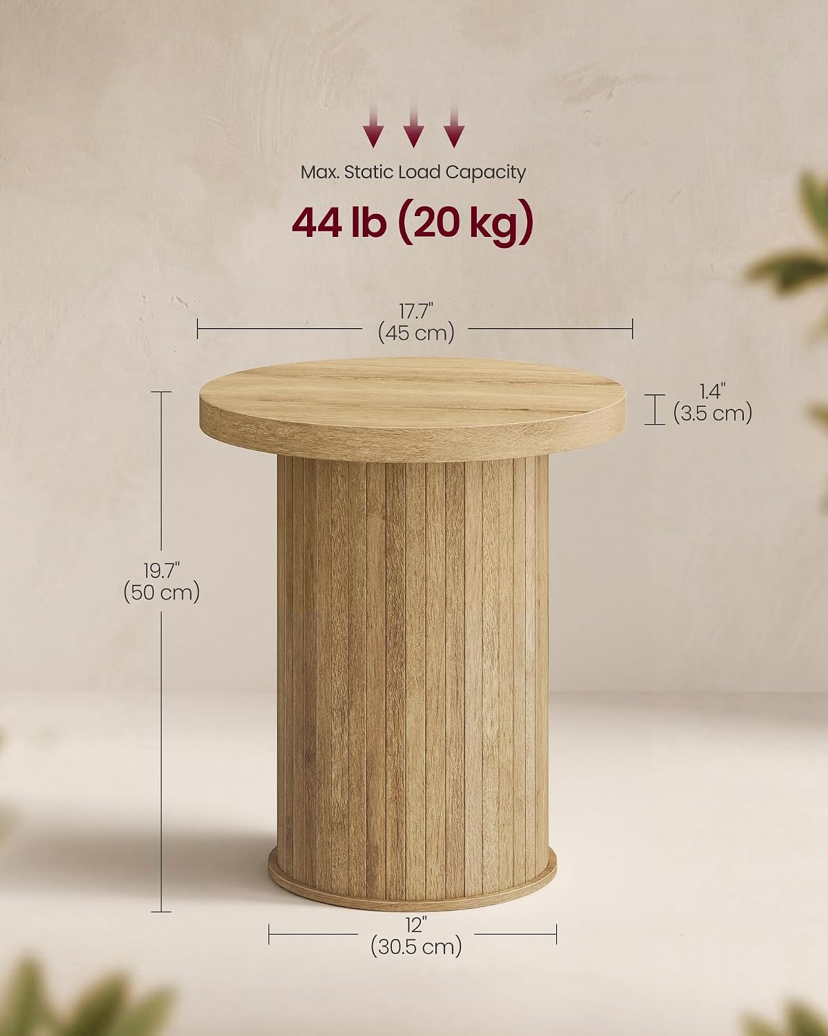 Tambour Round Side Table Natural Brown