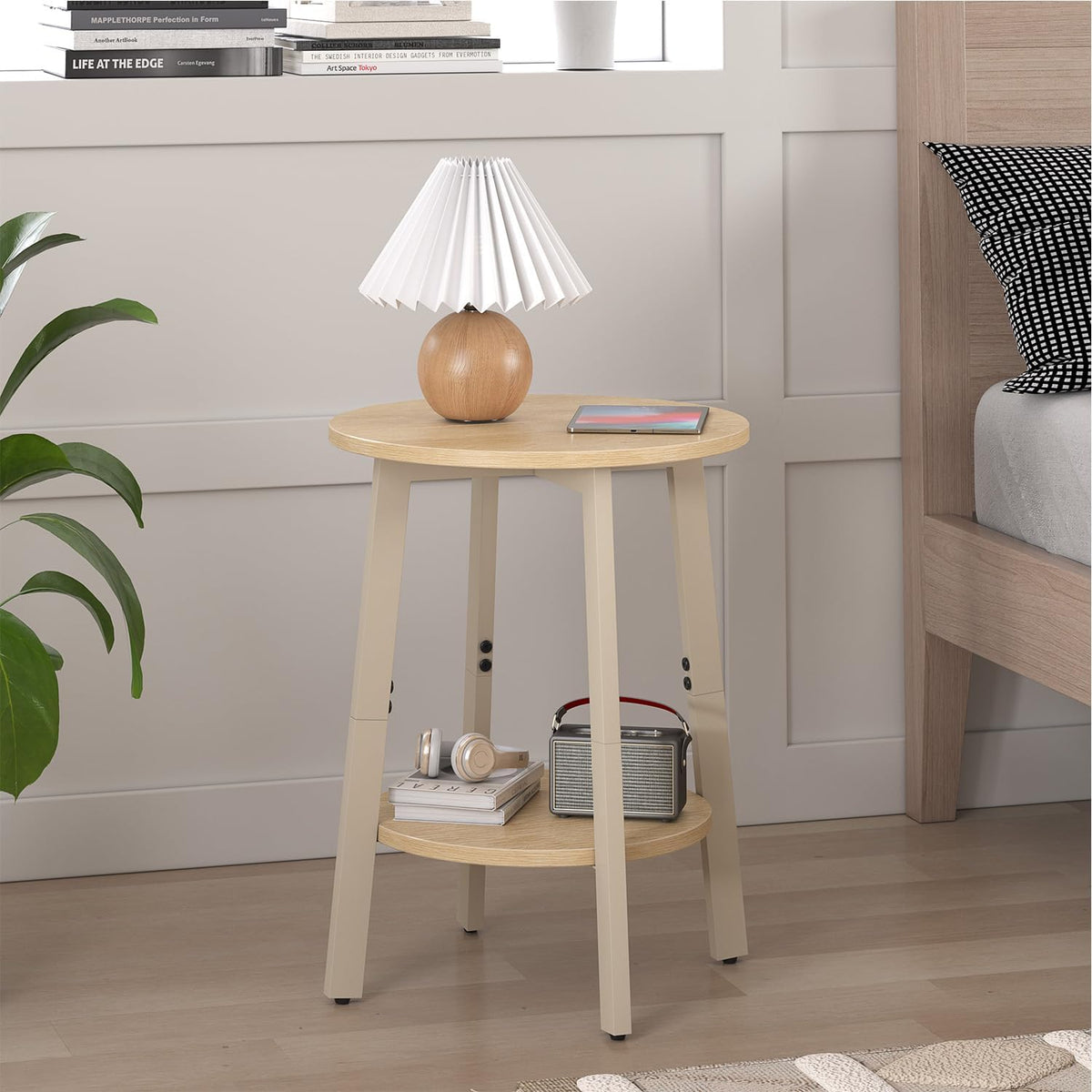 2‑Pack Natural 2‑Tier Round Side Tables