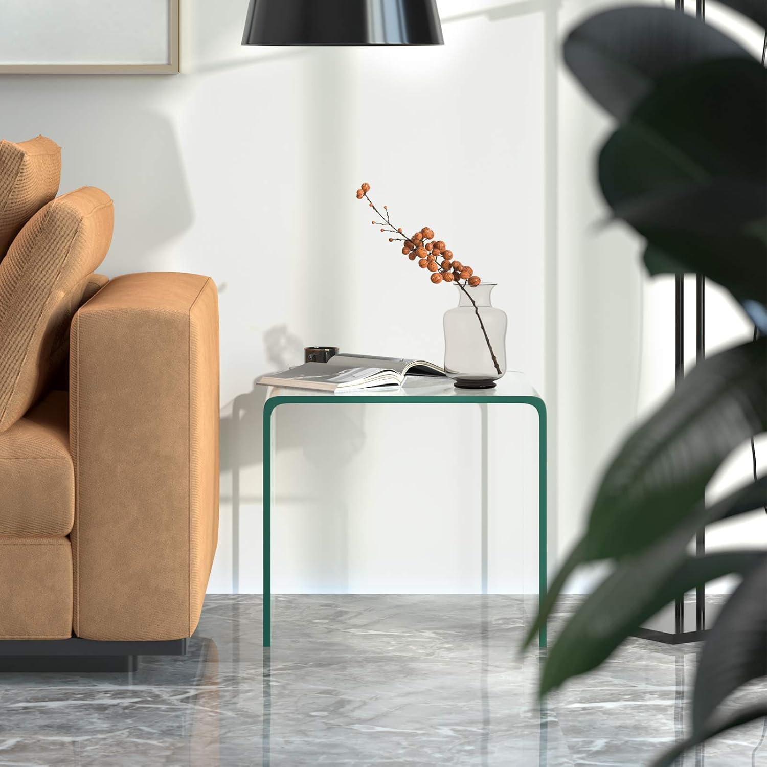 Clear Waterfall Glass End Table