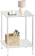 2‑Tier Clear Acrylic Glass Side Table