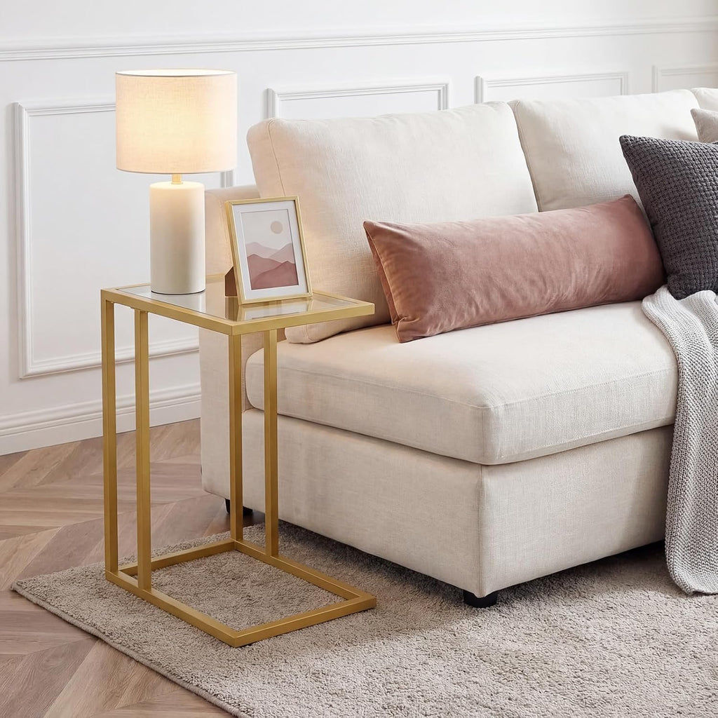 2‑Pack Glass C‑Shaped Side Tables