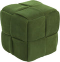 Green Corduroy Square Vanity Ottoman