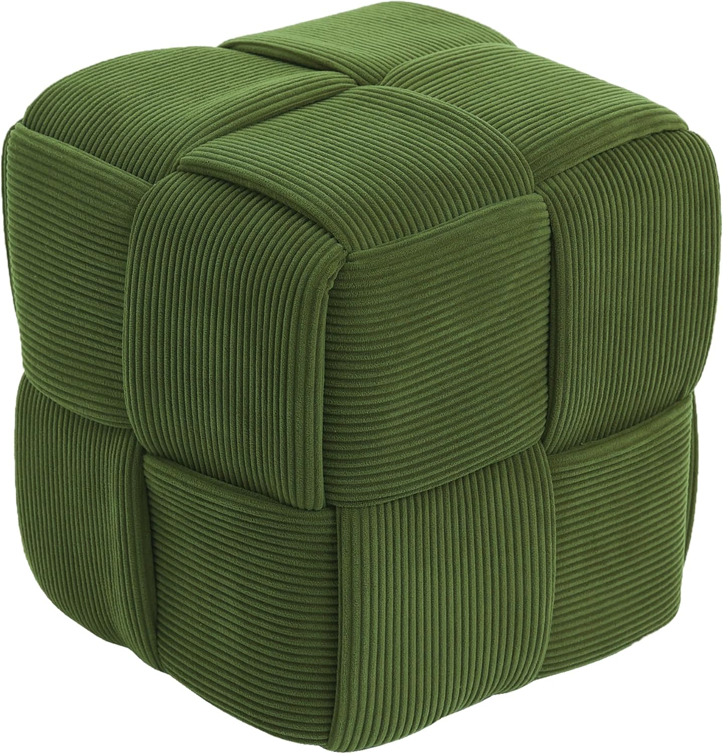 Green Corduroy Square Vanity Ottoman