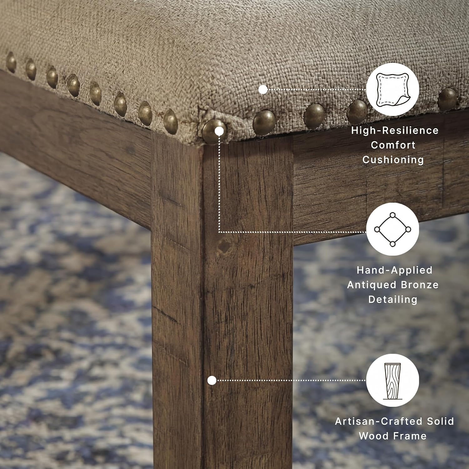 Beige Wood Dining Bench