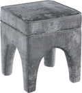 Square Woven Upholstered Accent Stool Charcoal
