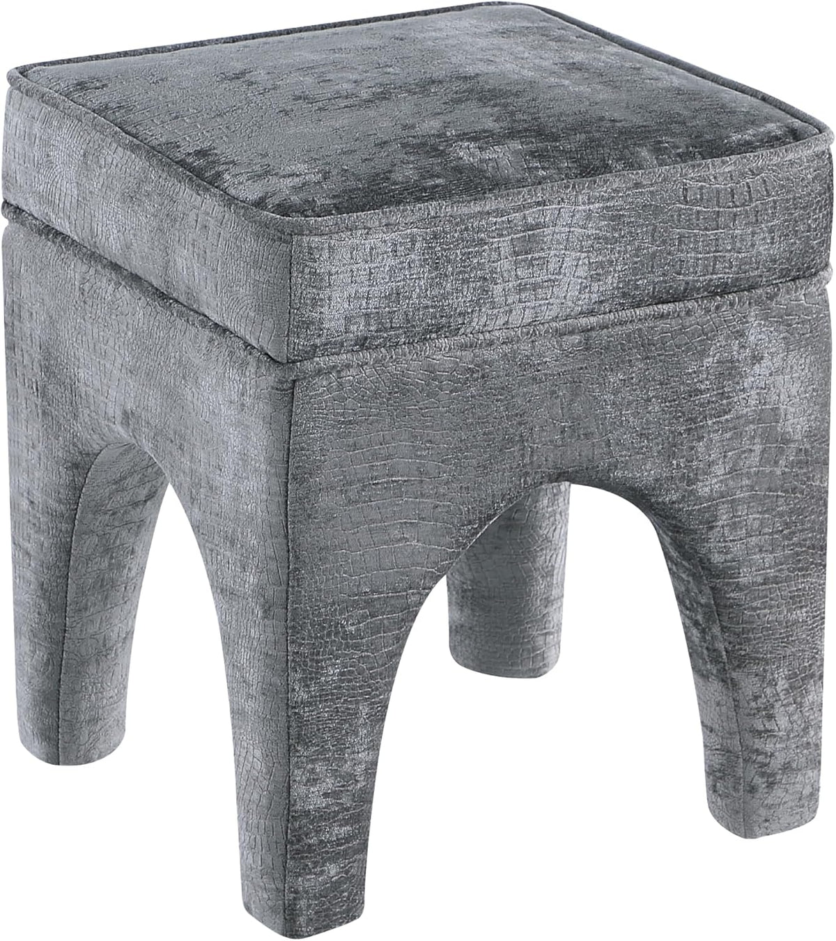 Square Woven Upholstered Accent Stool Charcoal