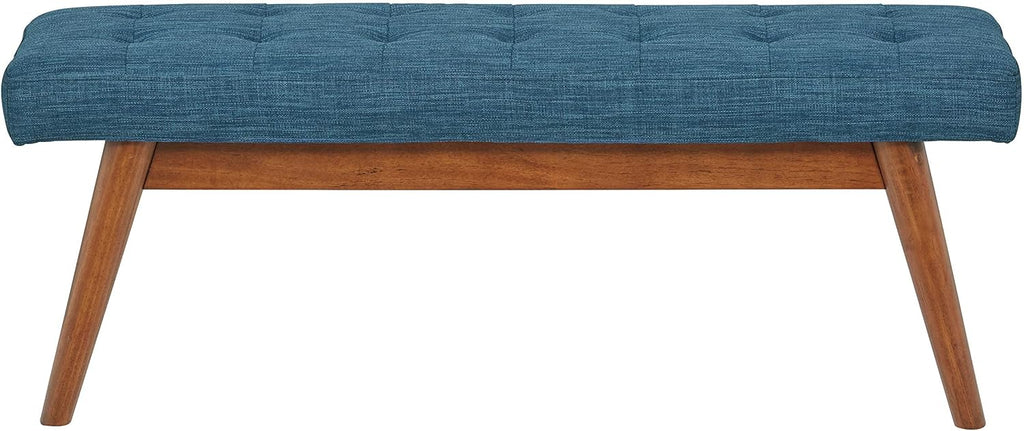 Blue Button Tufted Bench