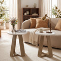 2‑Pack Round Side Tables Brown & White