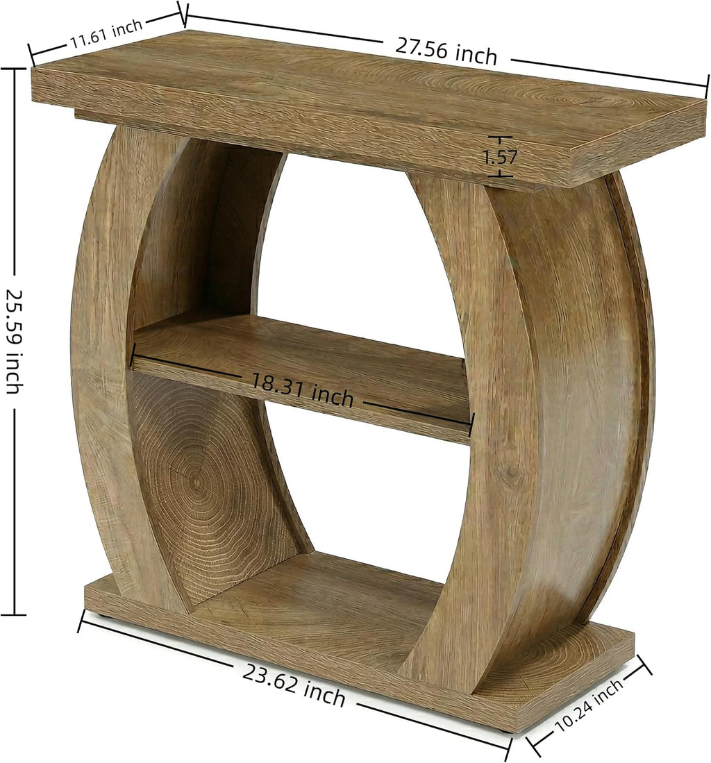 2‑Pack Natural 3‑Tier Wood Side Tables