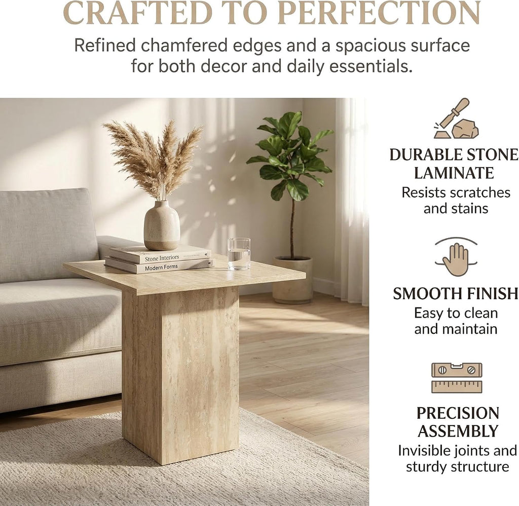 20" Faux Marble Square Side Table