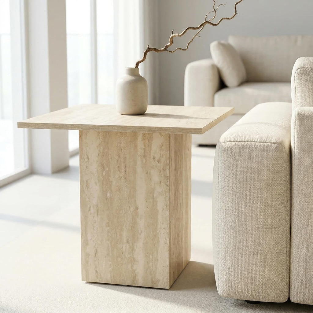 20" Faux Marble Square Side Table