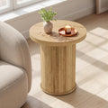Tambour Round Side Table Natural Brown